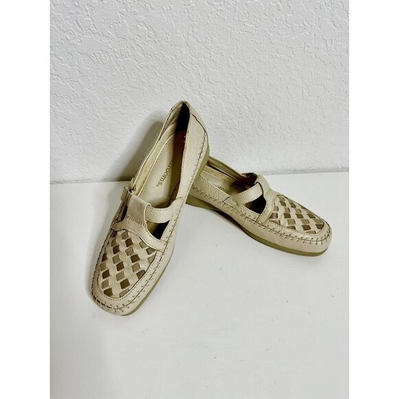 Mushrooms Shoes - Mushrooms Vintage Woven Leather‎ Women’s Maryjane Comfort Loafers 8M Cream Color